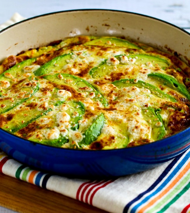 Avocado Frittata with Cotija and Mozzarella Cheese found on KalynsKitchen.com