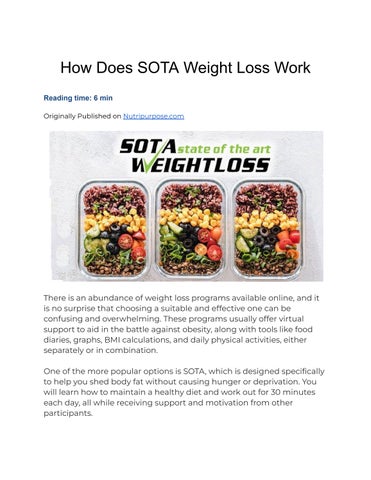 Does Sota Weight Loss Provide Food? - gmedia