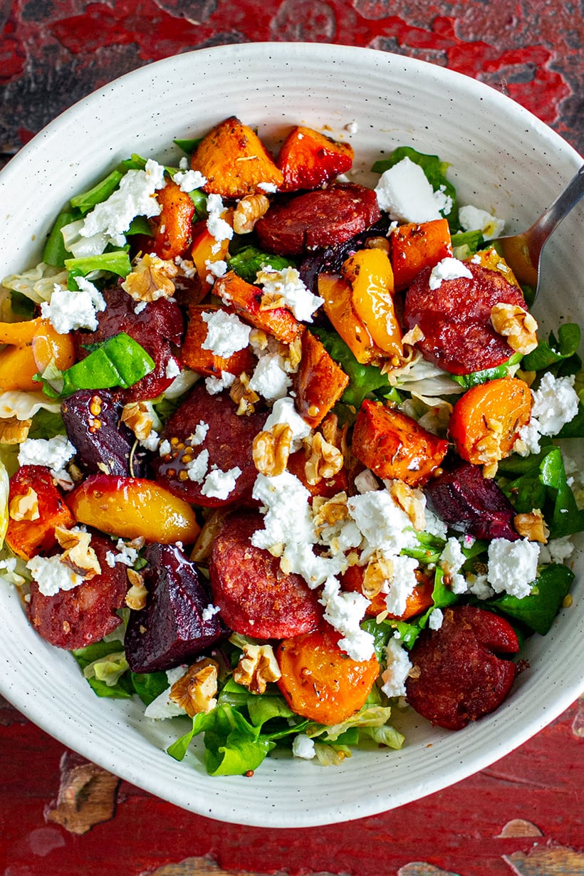 Roasted Vegetable Chorizo Feta Salad - gmedia