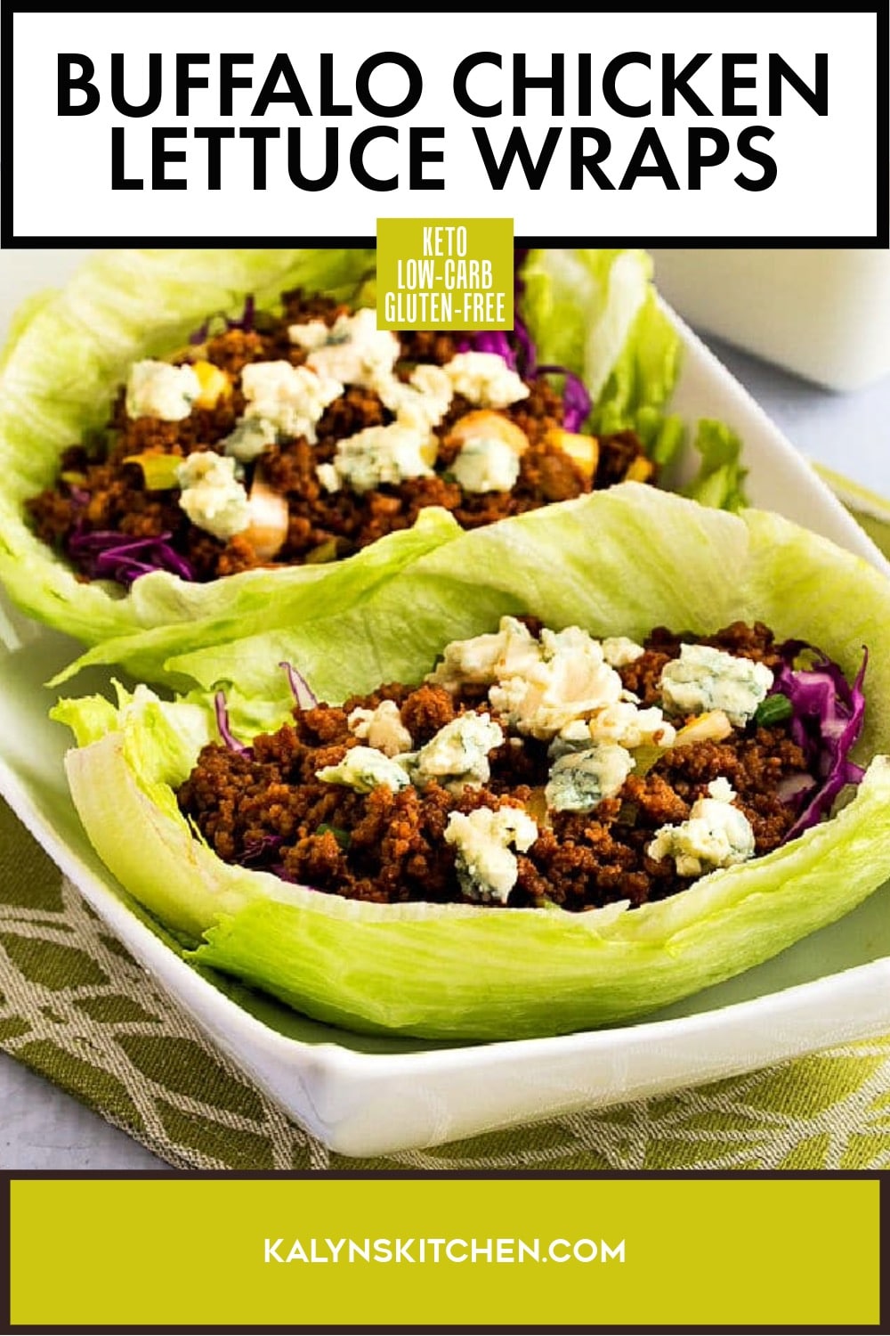 Pinterest image of Buffalo Chicken Lettuce Wraps