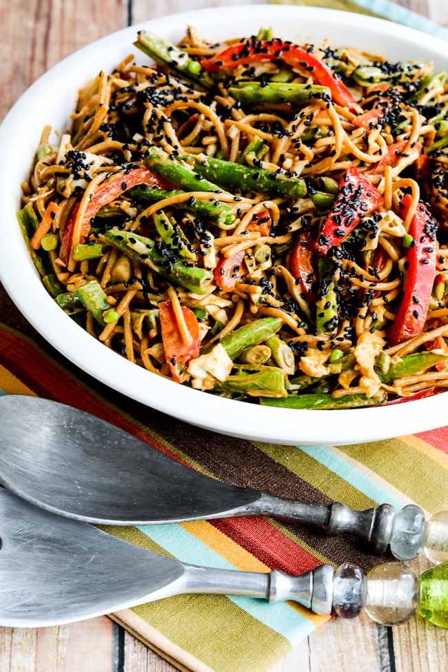 Whole Wheat Sesame Noodles with Spicy Peanut-Sriracha Sauce found on KalynsKitchen.com. 