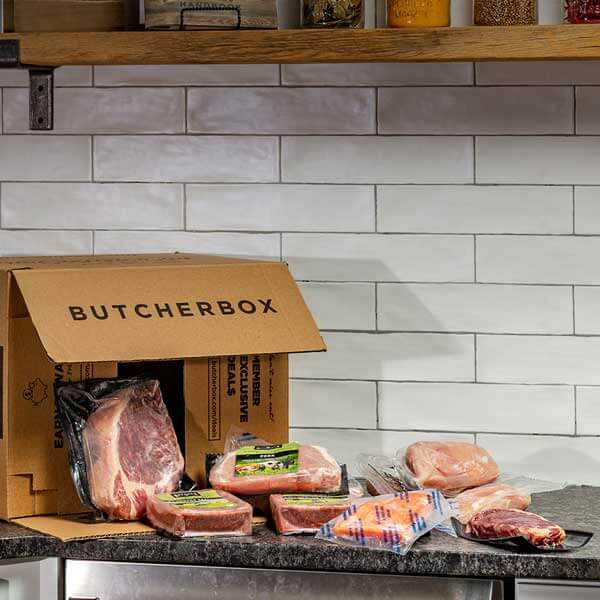 ButcherBox meat delivery in kitchen