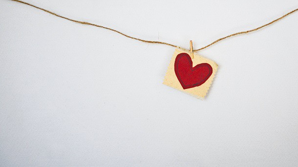 An image of a heart on a piece of cloth.