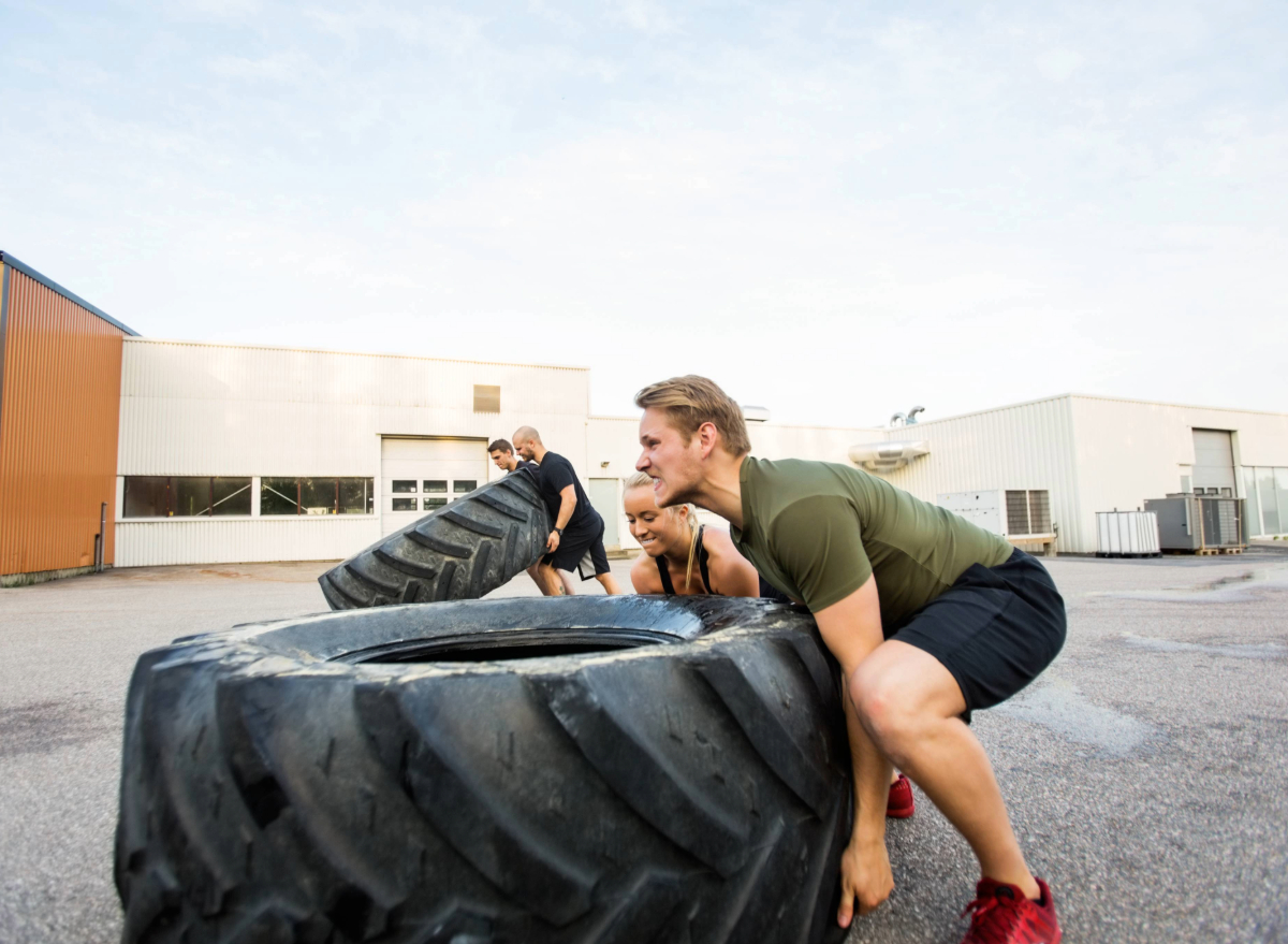 tire flipping workout class