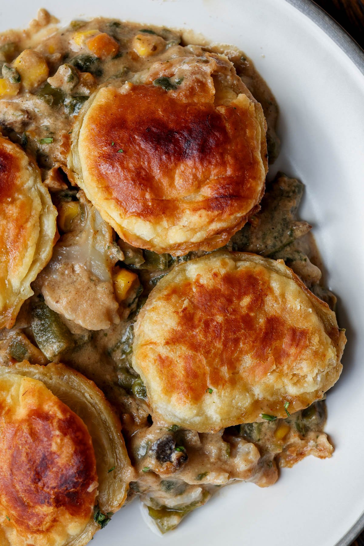 masala vegetable pot pie, plated