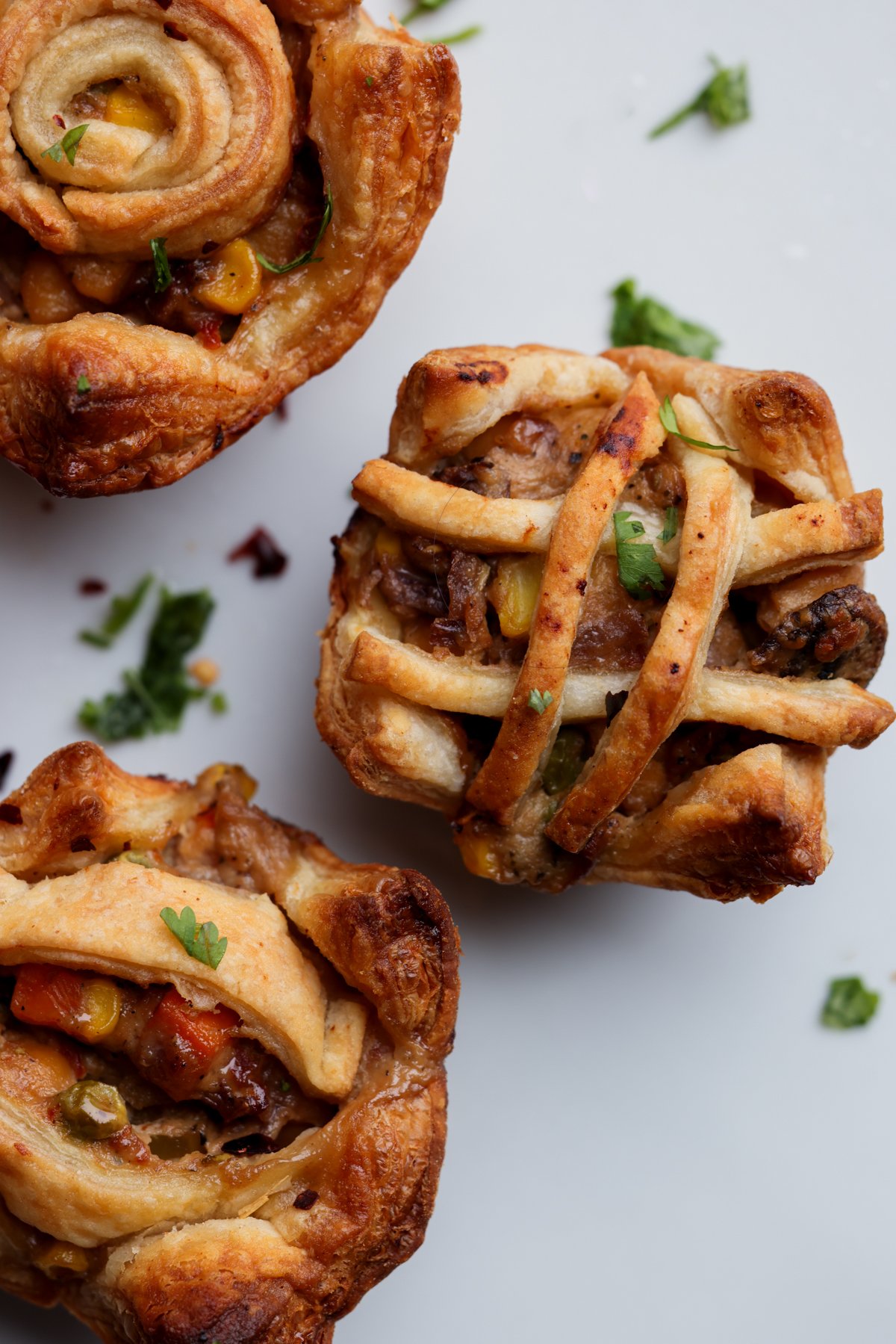 mini pot pie with a lattice crust