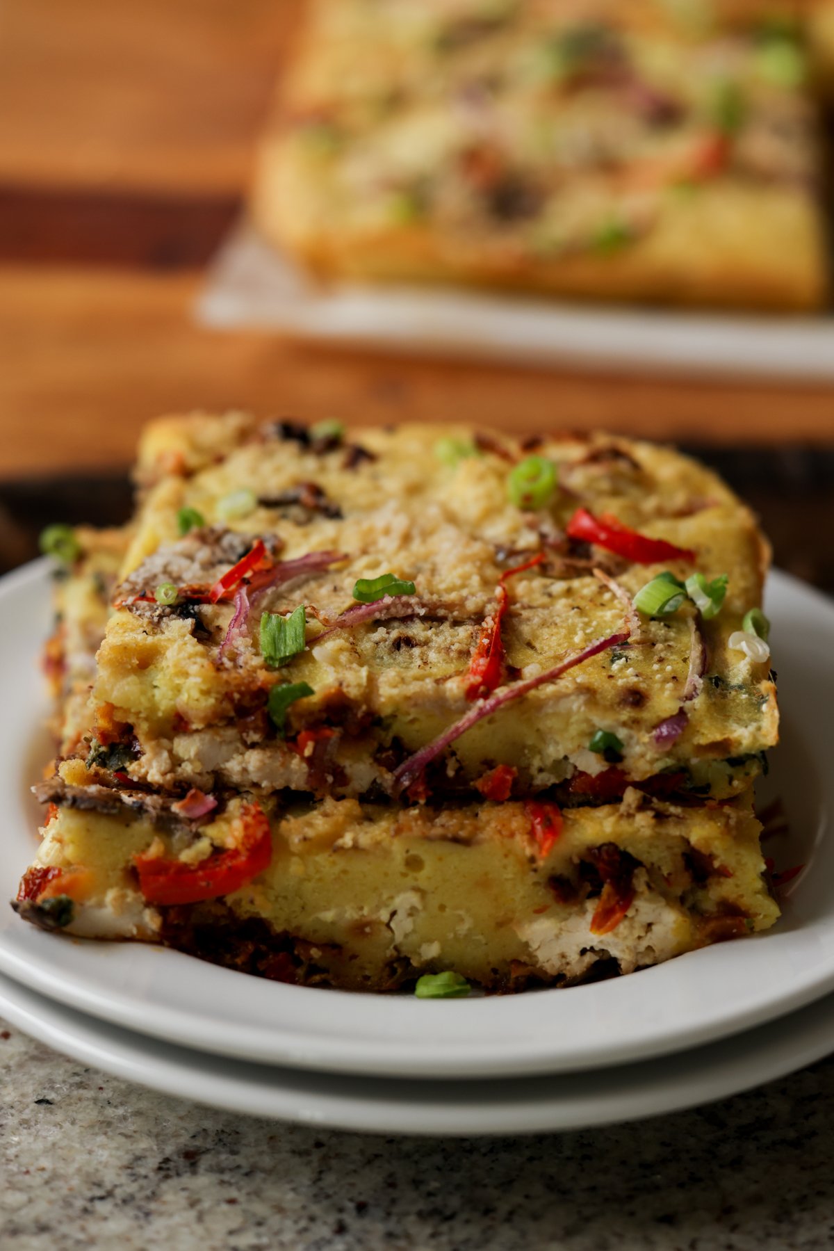 lentil omelet stacked on a plate