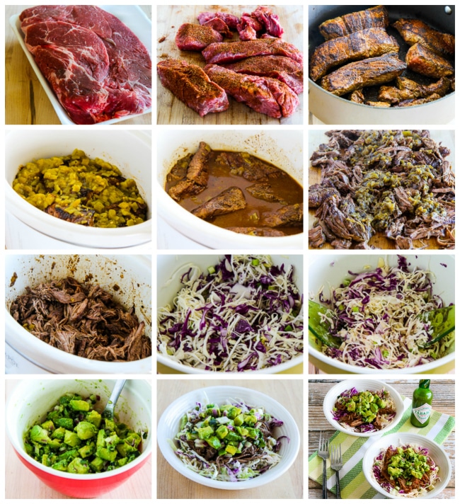 Green Chile Beef Cabbage Bowl process shots collage